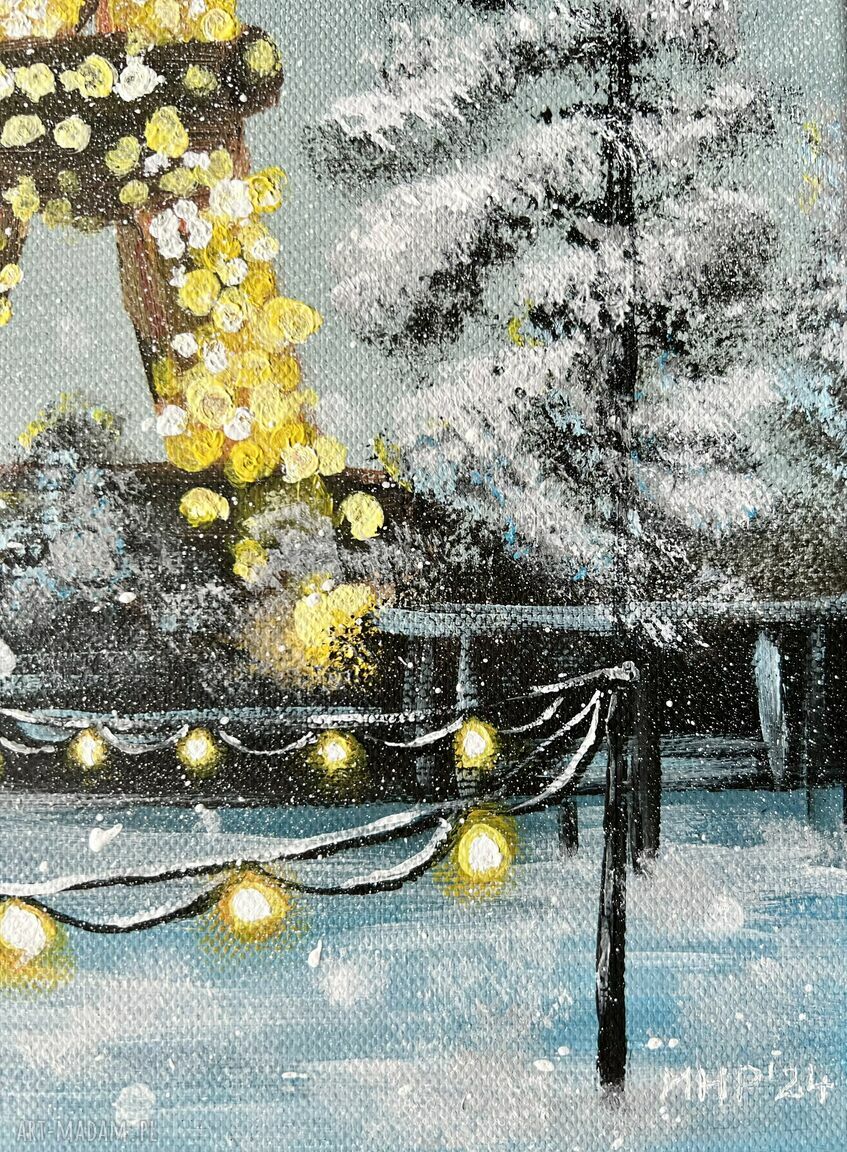 Obraz Zima Paryż Boho - śnieżna sceneria 30x30 cm