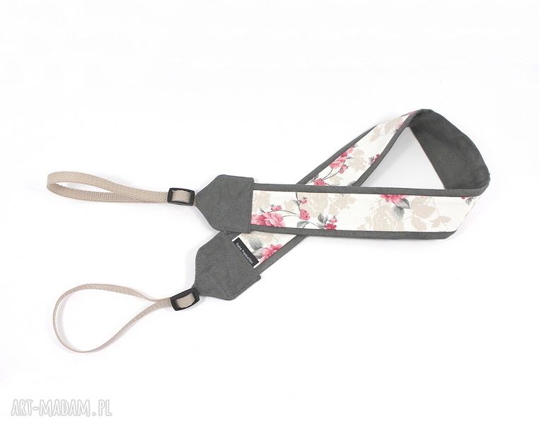 Pasek do aparatu Camera Strap szary z różami