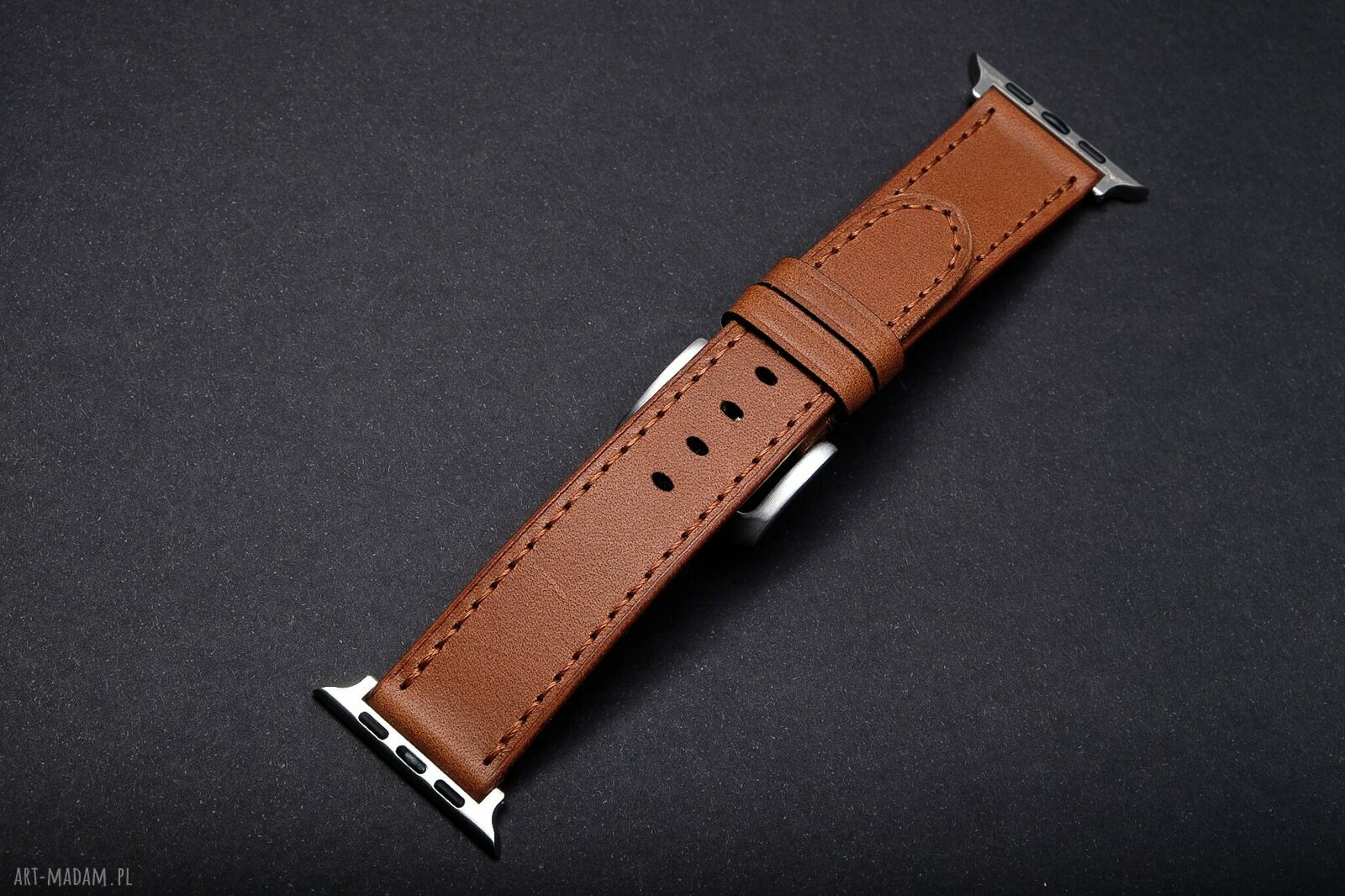 Pasek do Apple Watch Ultra z włoskiej skóry Koala - jasny brąz, ręczne szycie