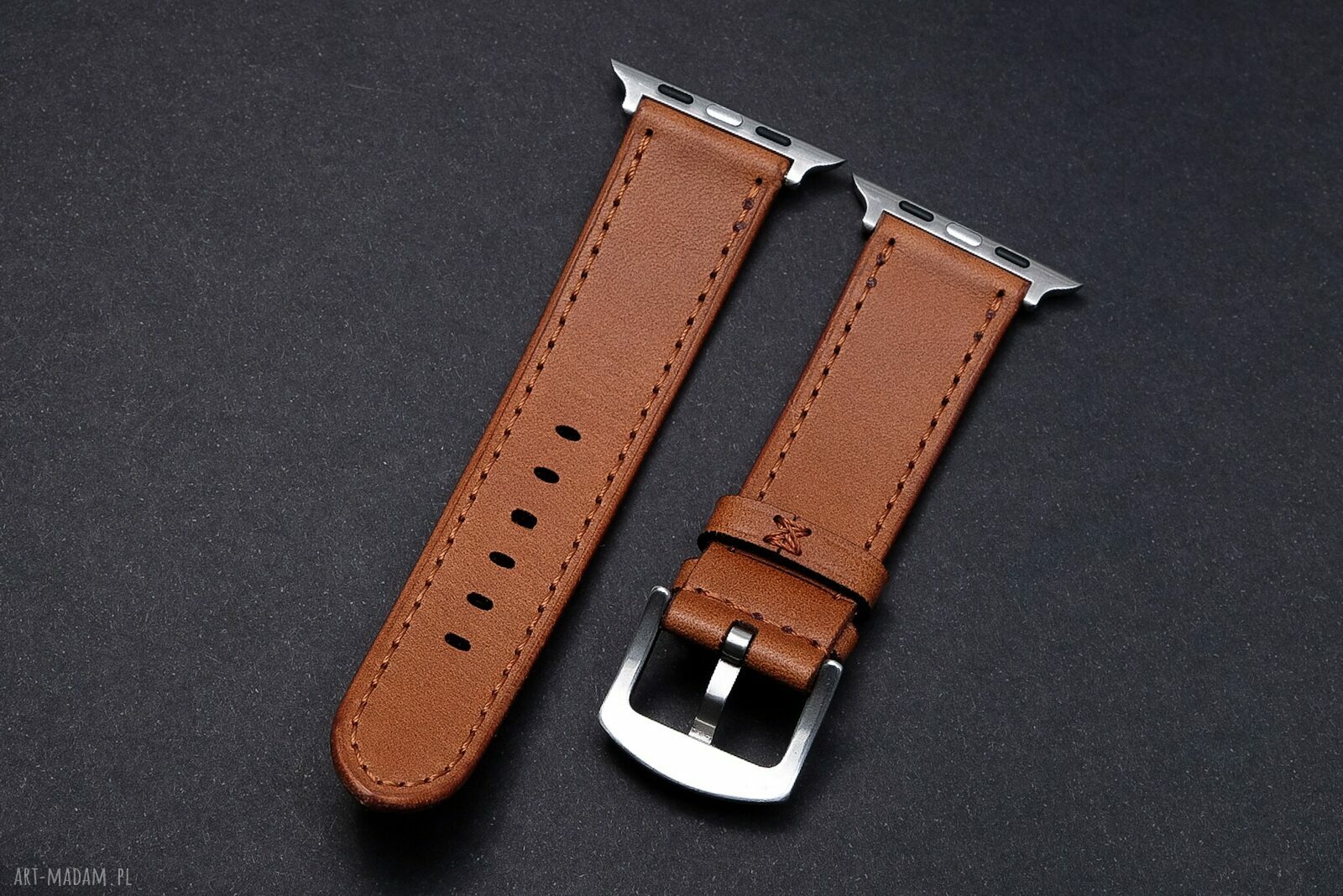 Pasek do Apple Watch Ultra z włoskiej skóry Koala - jasny brąz, ręczne szycie