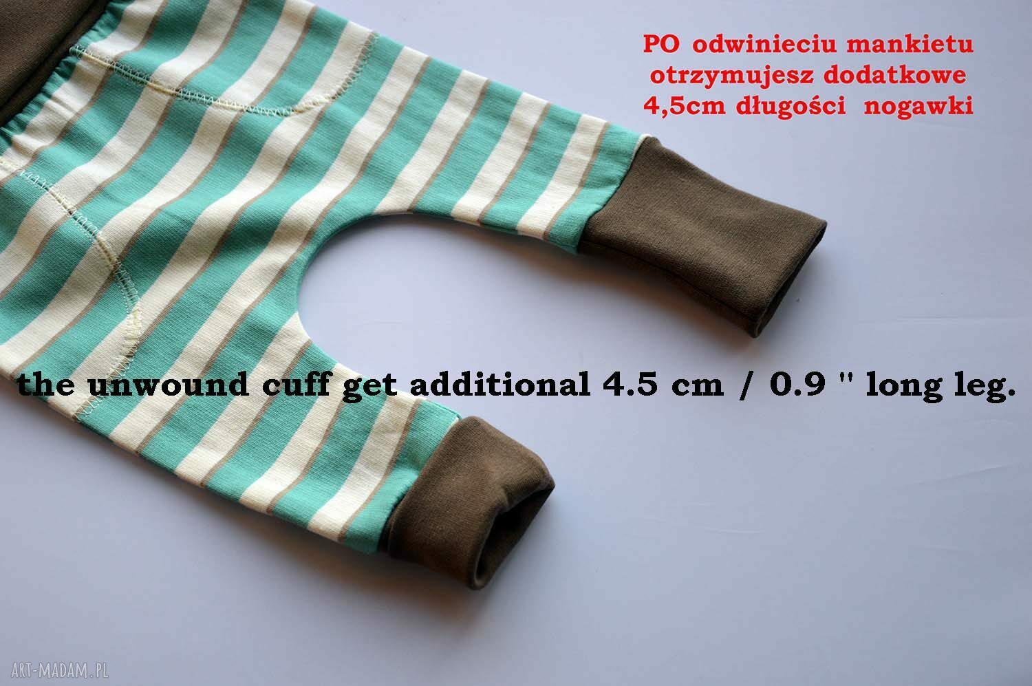 Legginsy baggy w paski dla dziecka (62-98) z bawełny organicznej - Pracownia RB