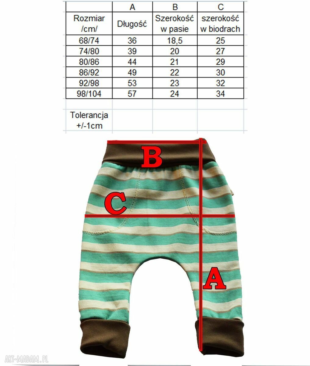 Legginsy baggy w paski dla dziecka (62-98) z bawełny organicznej - Pracownia RB