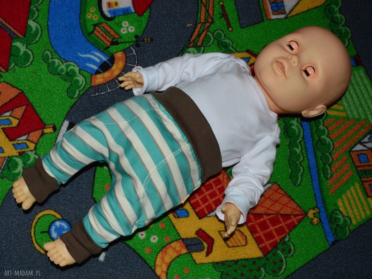 Legginsy baggy w paski dla dziecka (62-98) z bawełny organicznej - Pracownia RB