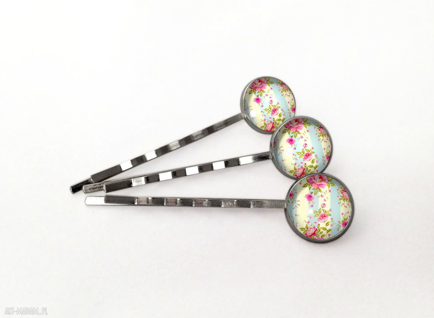 Retro róże wsuwki włosów vintage ślubne paski komplet trzech