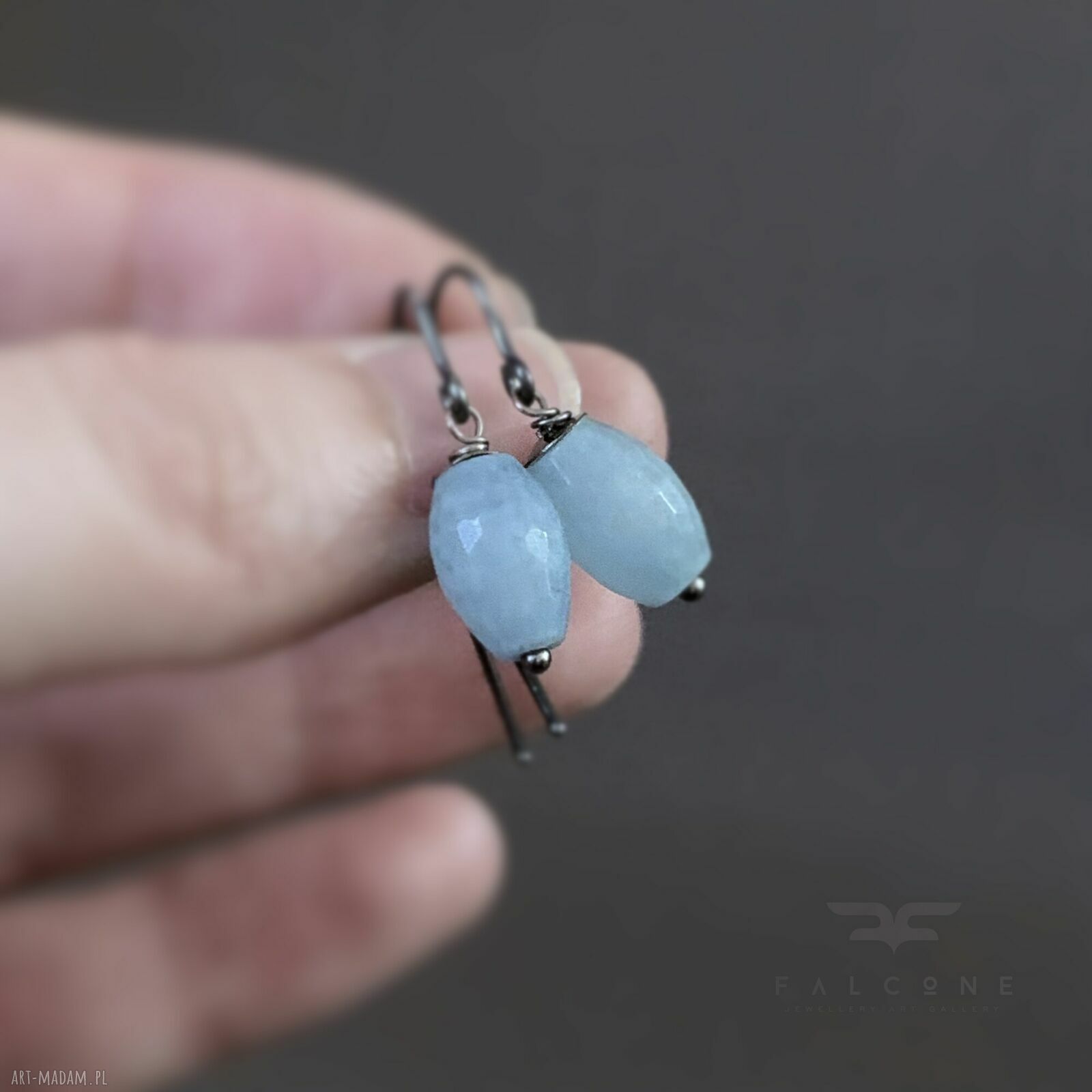 Kolczyki Pastel Blue z kwarcem błękitnym i srebrem 925 na biglach