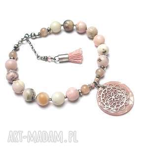 boho antique pink - bransoletka - różowe bransoletki