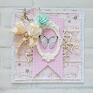 hand made scrapbooking kartki kartka z motylem miętowo różowa w pudełku