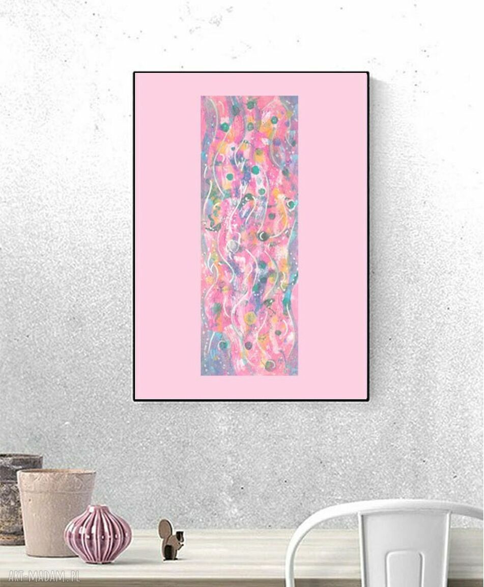 Pastelowa abstrakcja 30x40 cm - nowoczesna grafika na ścianę, minimalistyczny obrazek bez ramy