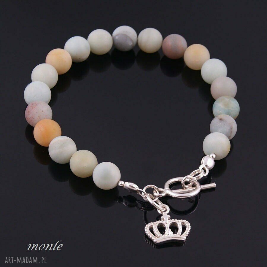 Pastelowa bransoletka amazonitu błękitna srebrna amazonit lato