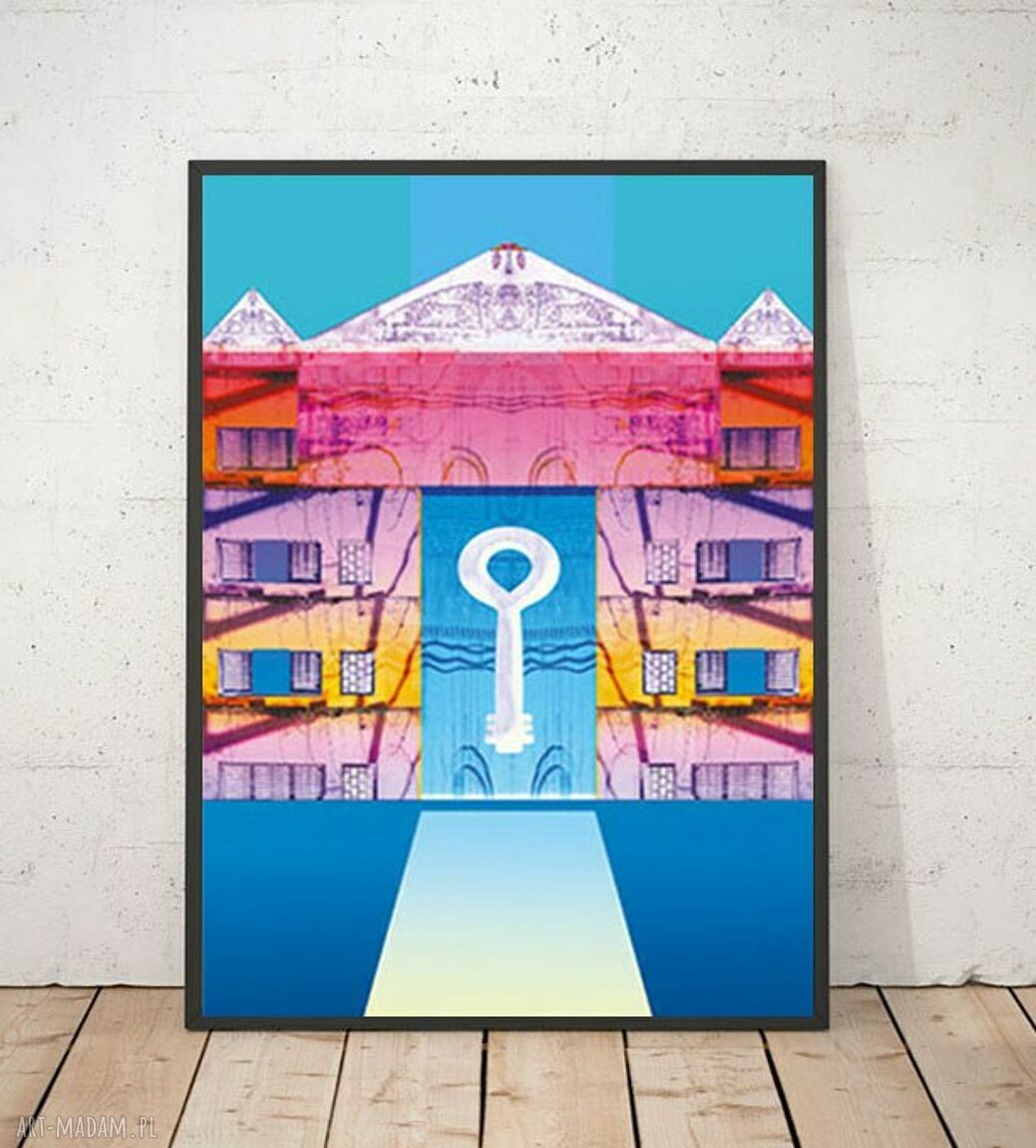 Pastelowa grafika na ścianę „Klucz do miłości” 21x30 A4 - plakat do sypialni