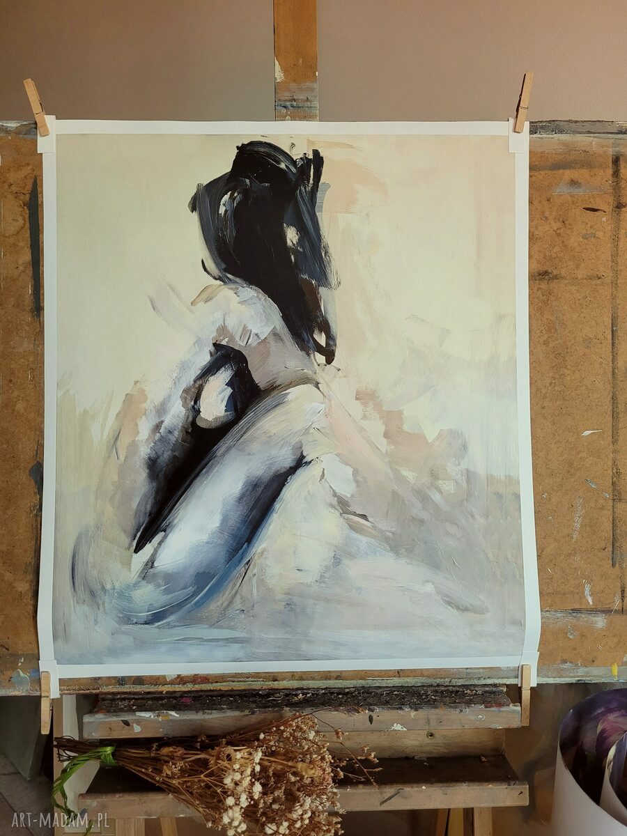 Pastelowa inkografia kobiety Louka - 57x64 cm