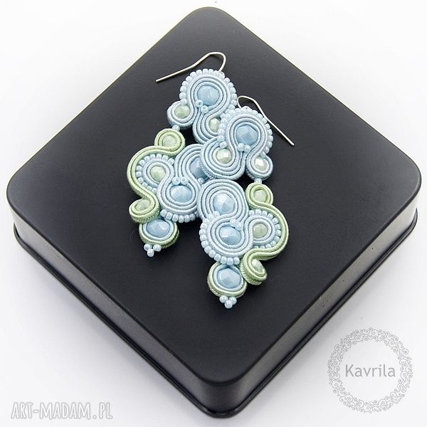 Kolczyki soutache pastel blue pastelowe stylowe wykonane techniką