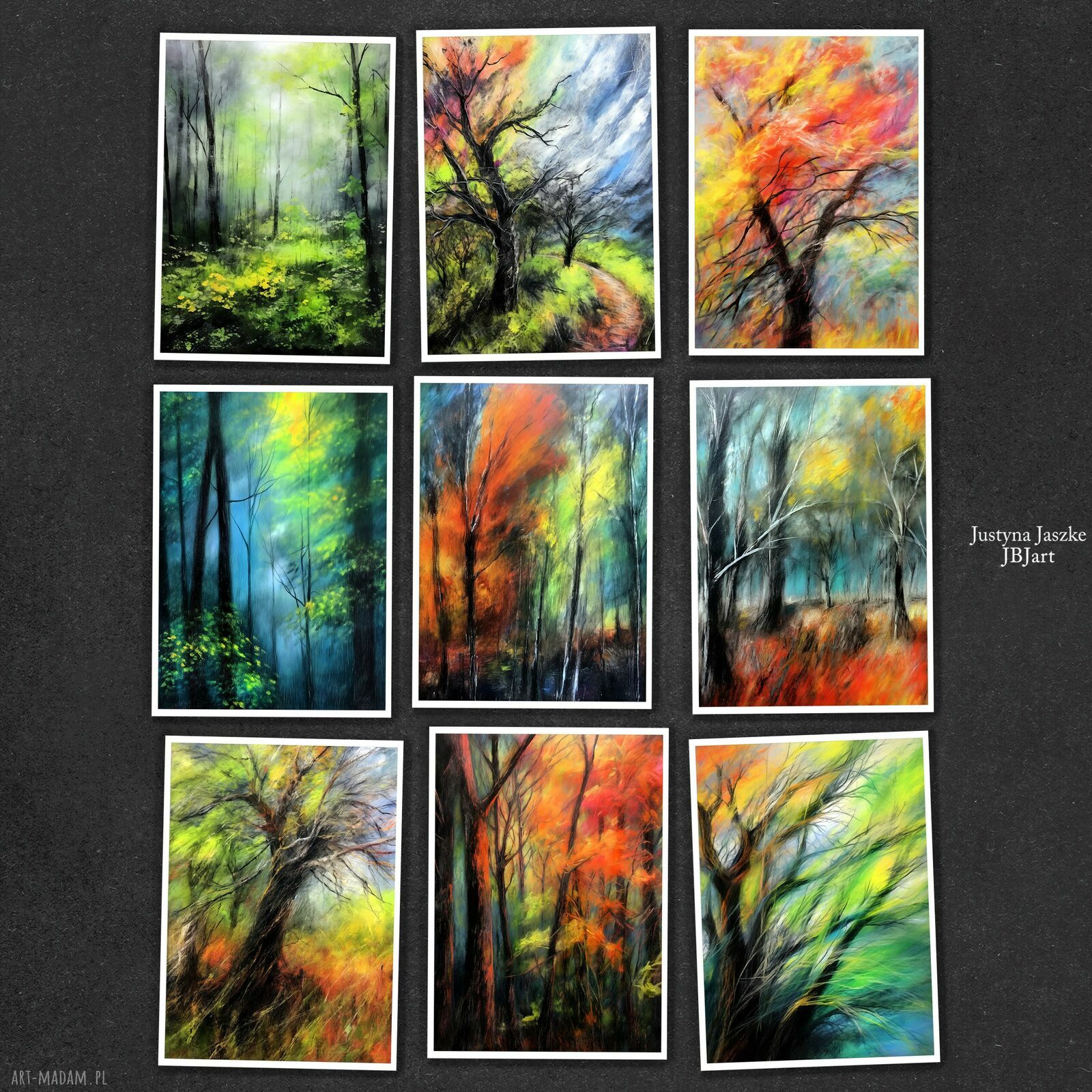 Pastelowy Las - zestaw 9 grafik 13x18 cm