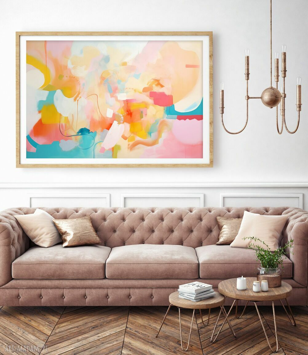 Pastelowy obraz abstrakcyjny - plakat artystyczny 75x50 cm