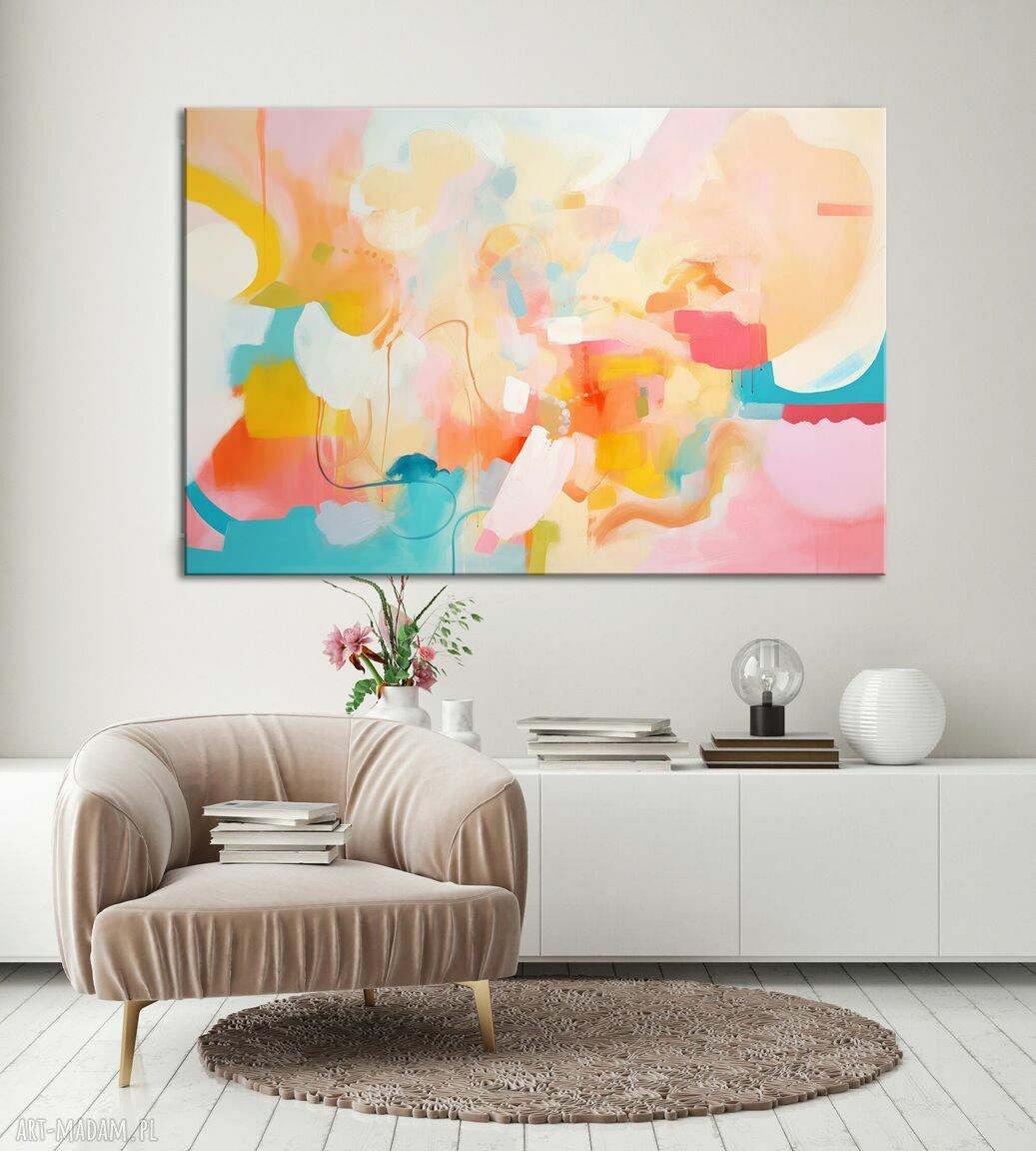 Pastelowy obraz abstrakcyjny - plakat artystyczny 75x50 cm