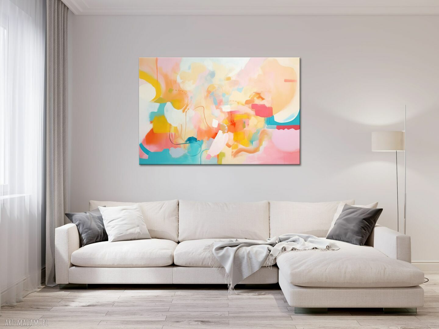 Pastelowy obraz abstrakcyjny - plakat artystyczny 75x50 cm