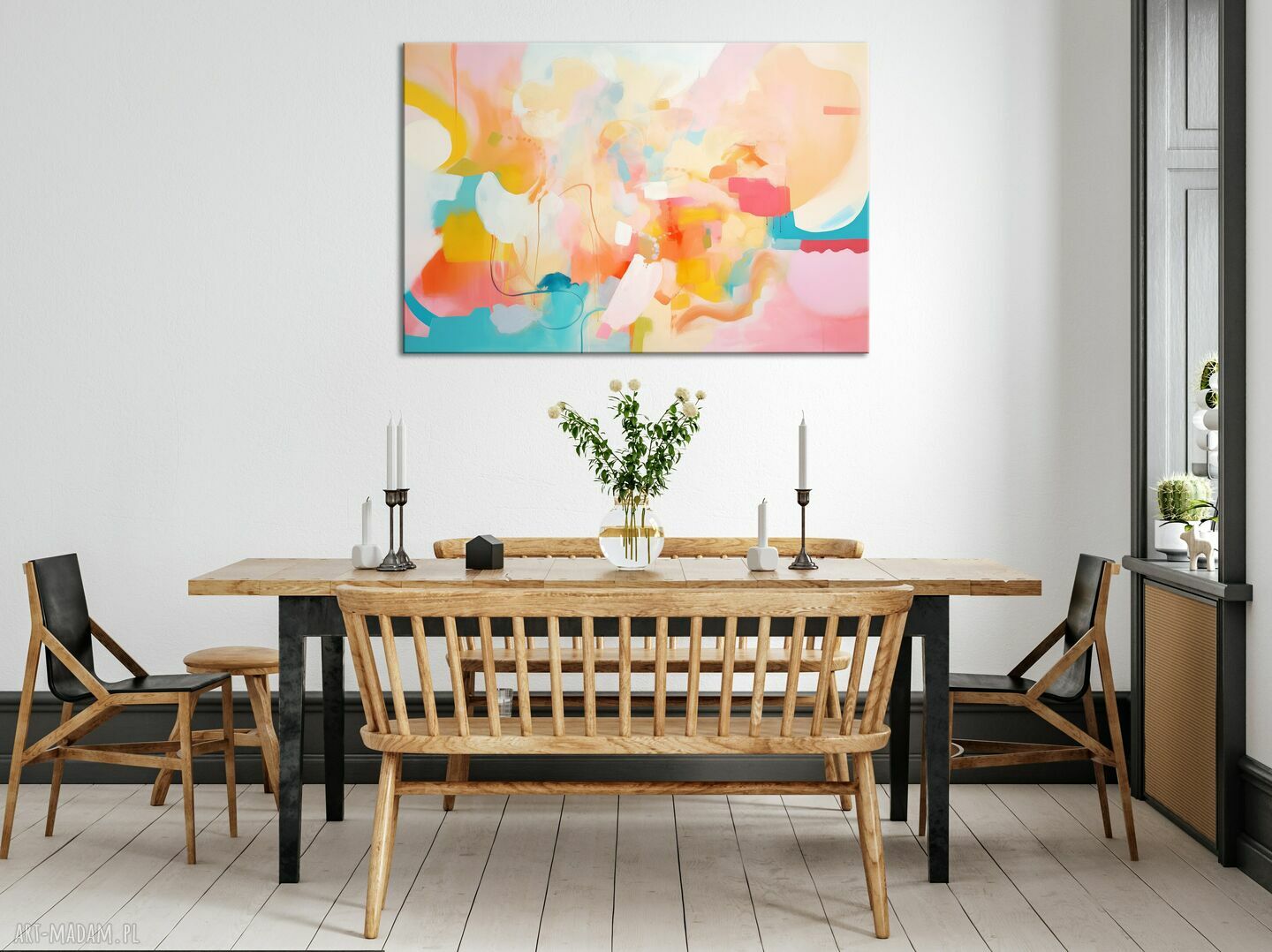 Pastelowy obraz abstrakcyjny - plakat artystyczny 75x50 cm