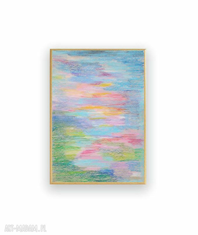 Pastelowy rysunek w ramce - oprawiona grafika abstrakcyjna