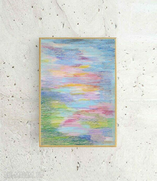 Pastelowy rysunek w ramce - oprawiona grafika abstrakcyjna