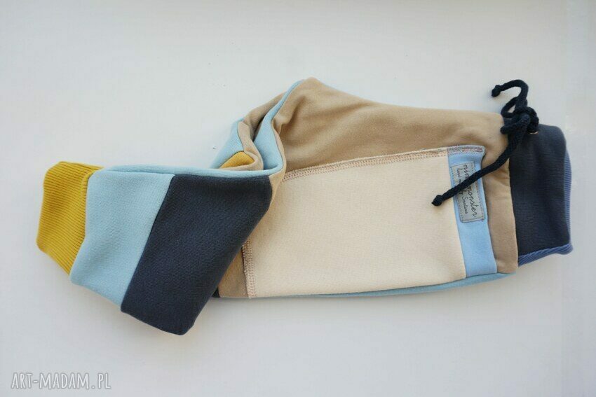 PATCH PANTS spodnie 74 - 104 cm krem & błękit