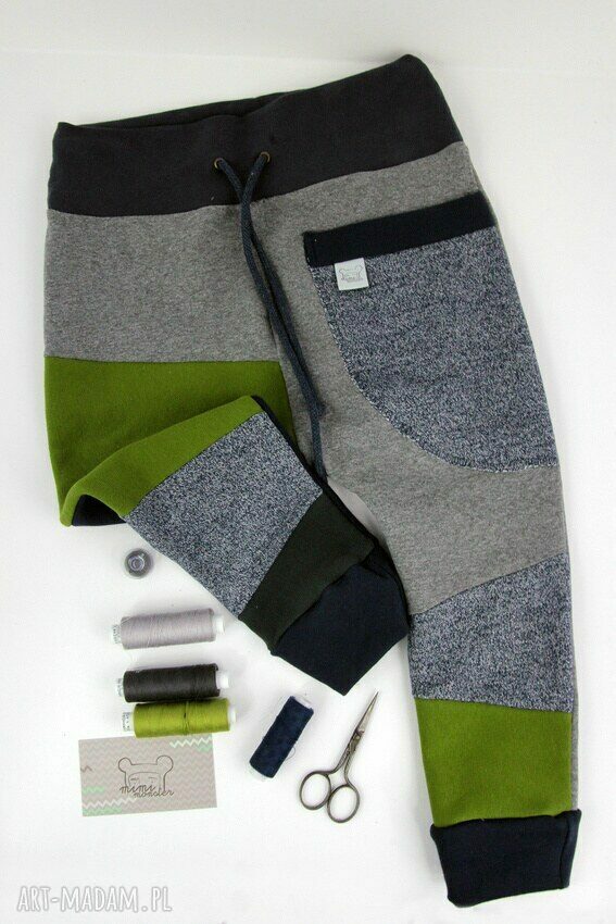 Patch Pants - ECO dresik dziecięcy granatowo zielony