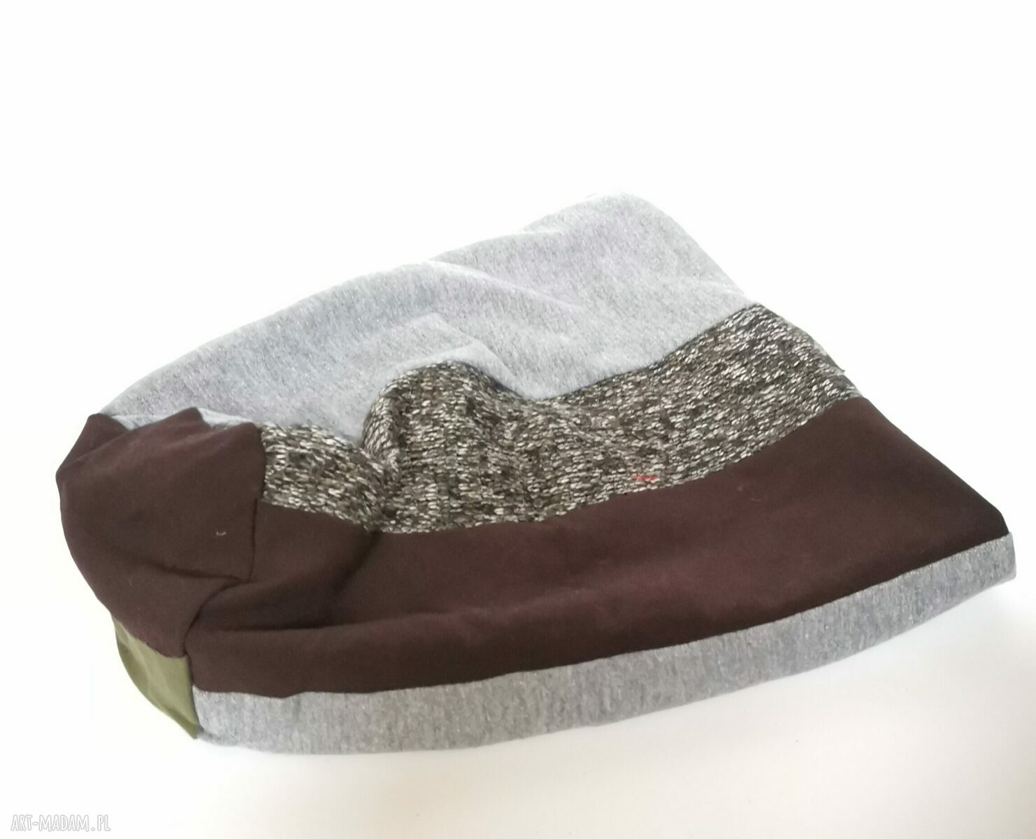 Czapka patchworkowa damska zero waste Smerfetka - długa na podszewce