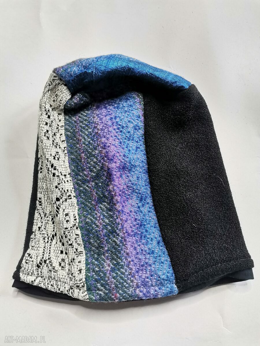 Czapka patchworkowa ciepła “Smerfetka” na podszewce 58-59 cm
