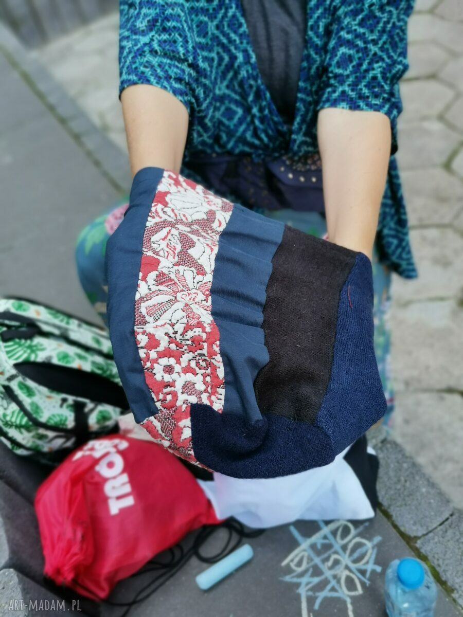 Kolorowa czapka patchworkowa boho na podszewce - rozmiar uniwersalny (box A1)