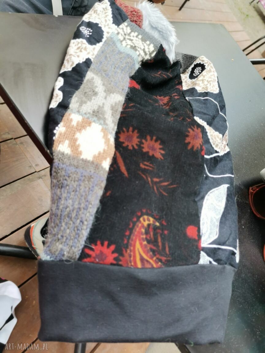 Czapka patchworkowa Smerfetka Boho na podszewce - rozmiar 57-58 cm