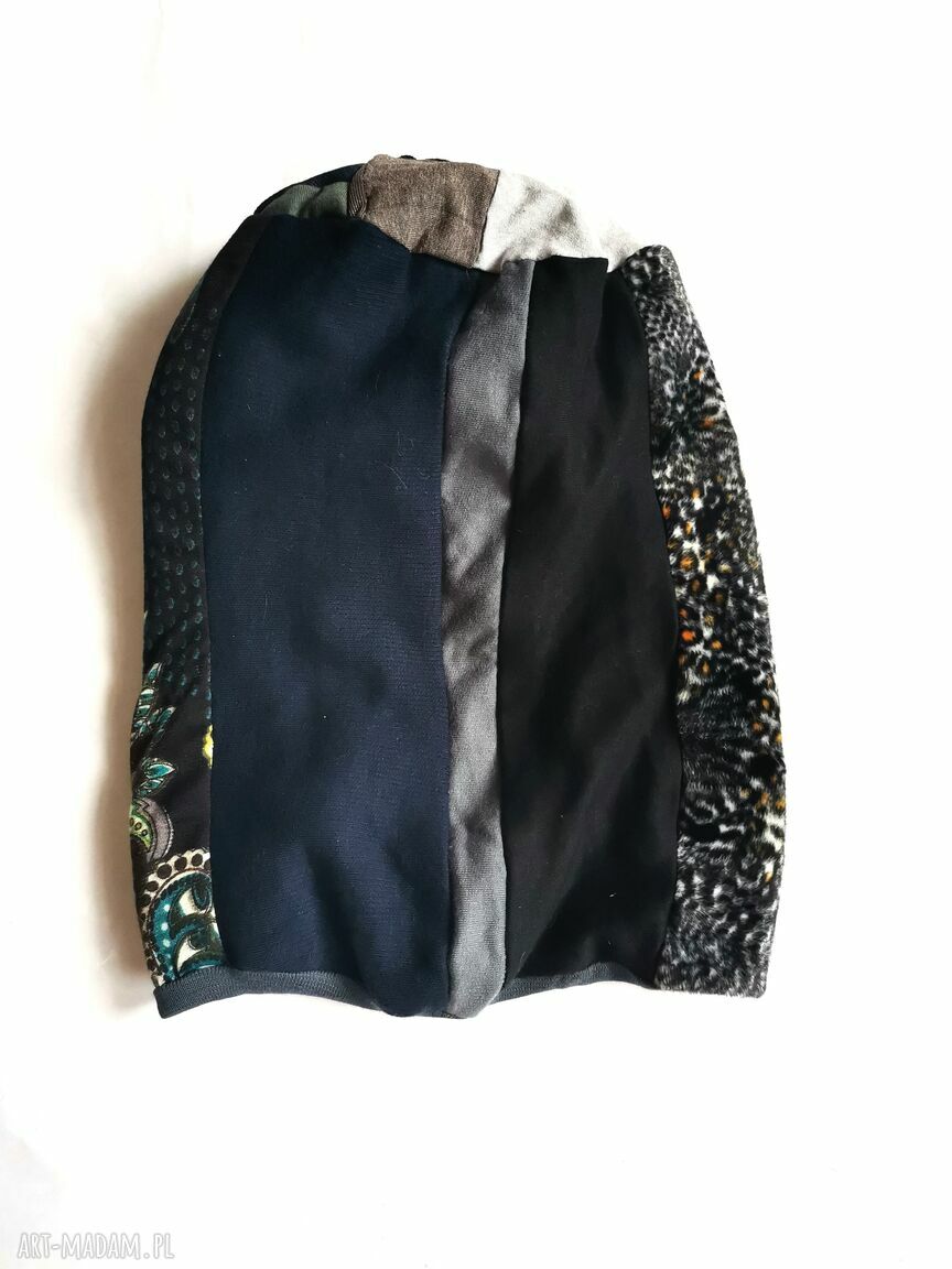 Boho czapka patchworkowa z podszewką - rozmiar uniwersalny