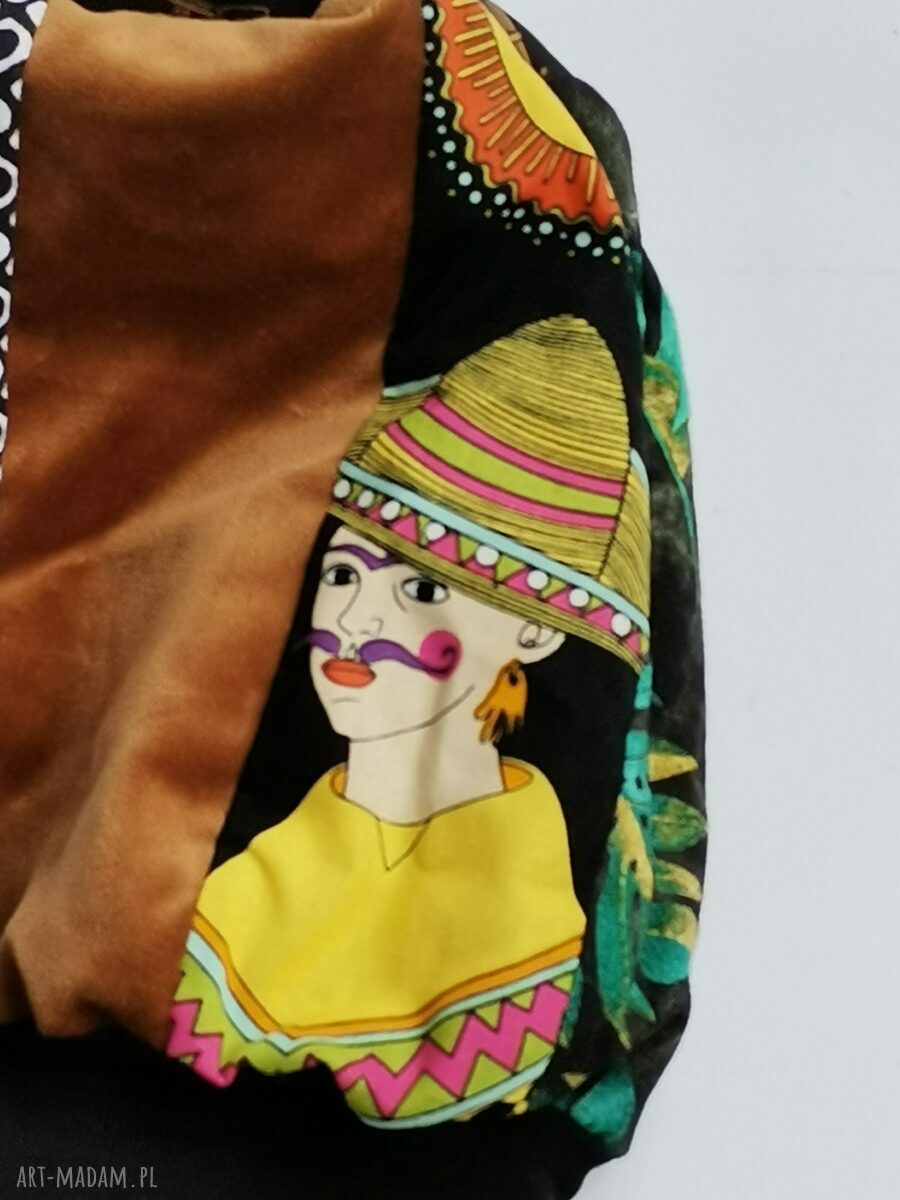 Czapka patchworkowa Frida Kahlo damska na podszewce - rozmiar uniwersalny