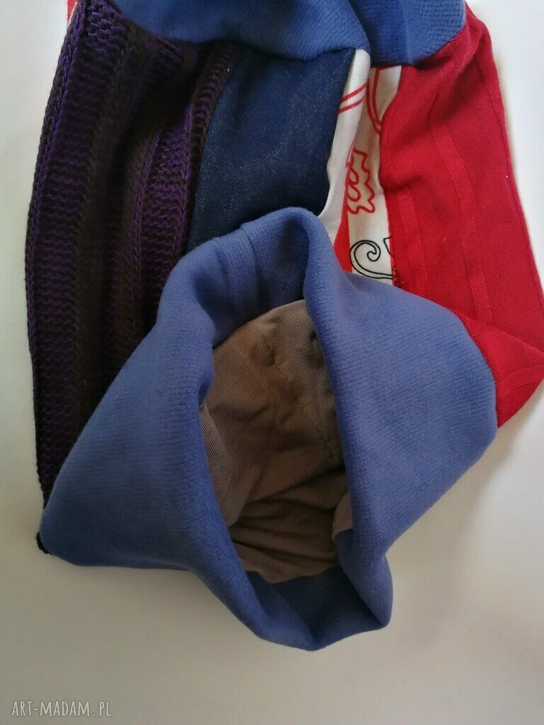 Czapka turbanowa patchworkowa Ruda Klara - etno na podszewce