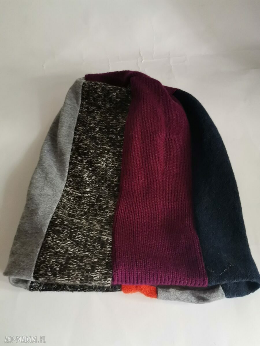 Kolorowa czapka patchworkowa boho na podszewce (etno-folk)