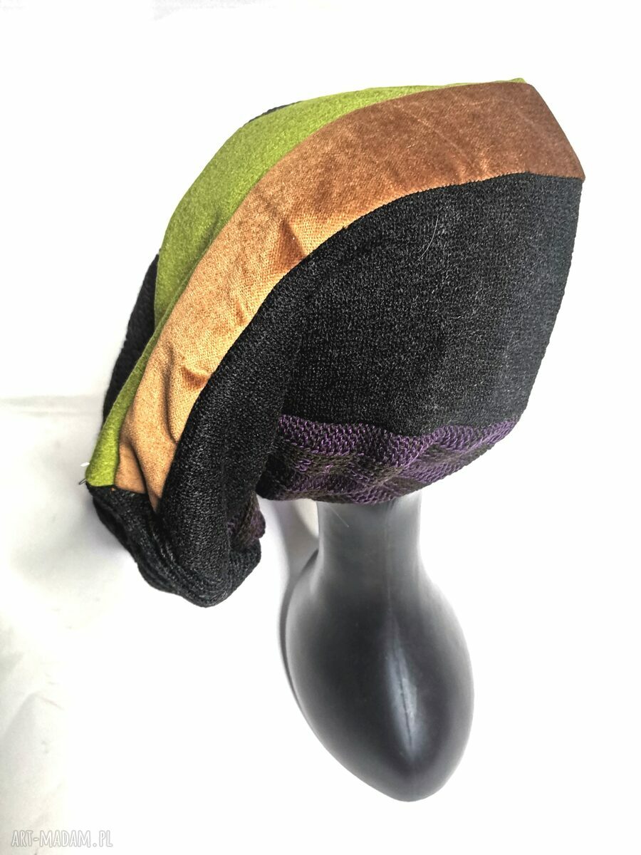 Czapka patchworkowa boho etno Ruda Klara Smerfetka - uniwersalna