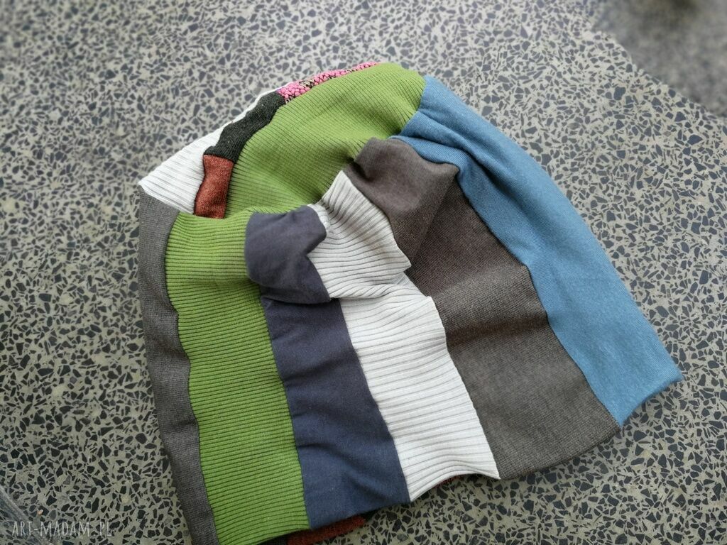 Czapka patchworkowa kolorowa damska boho - ręcznie robiona przejściówka z podszewką