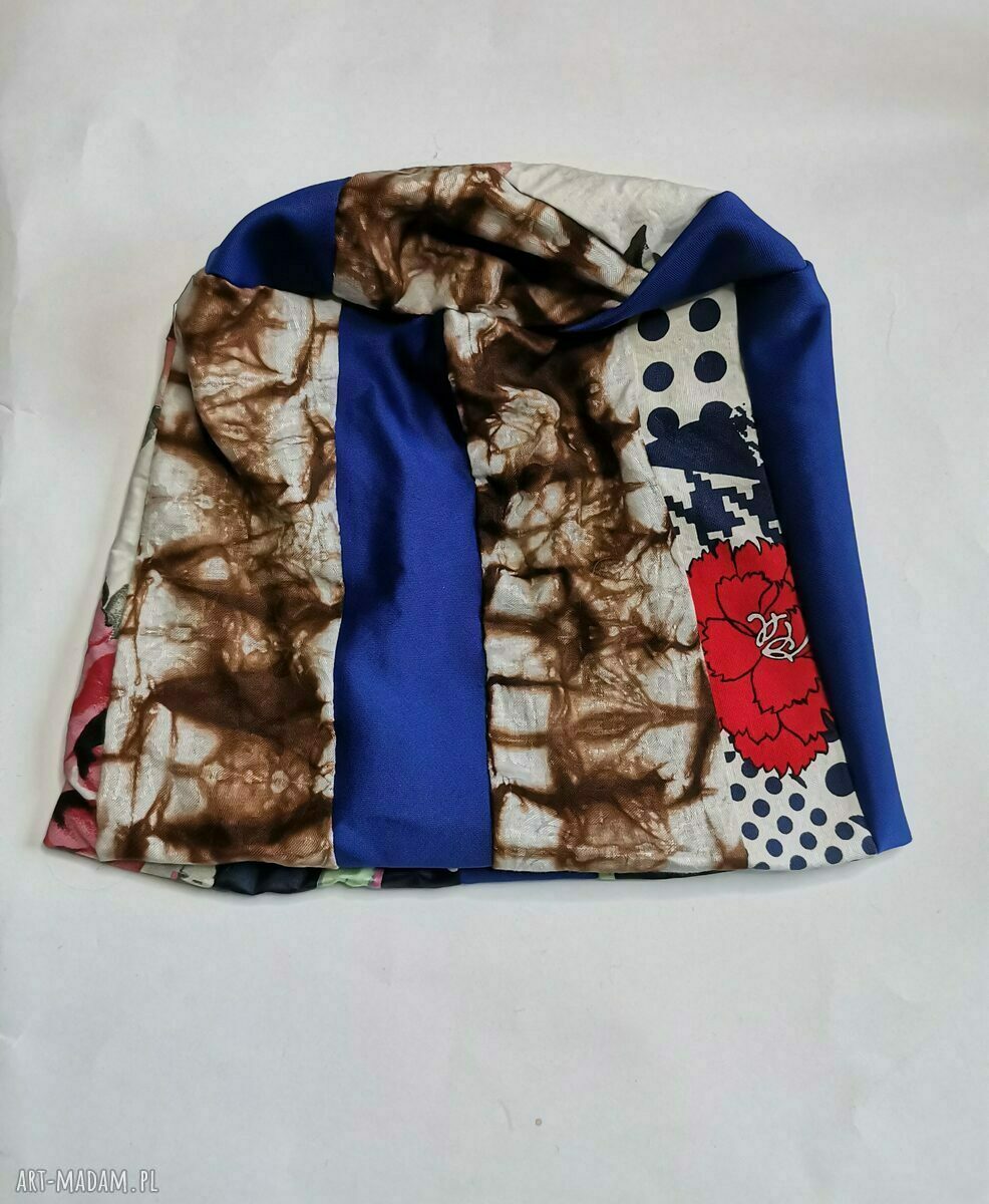 Czapka patchworkowa damska 57-58 na podszewce - boho folk