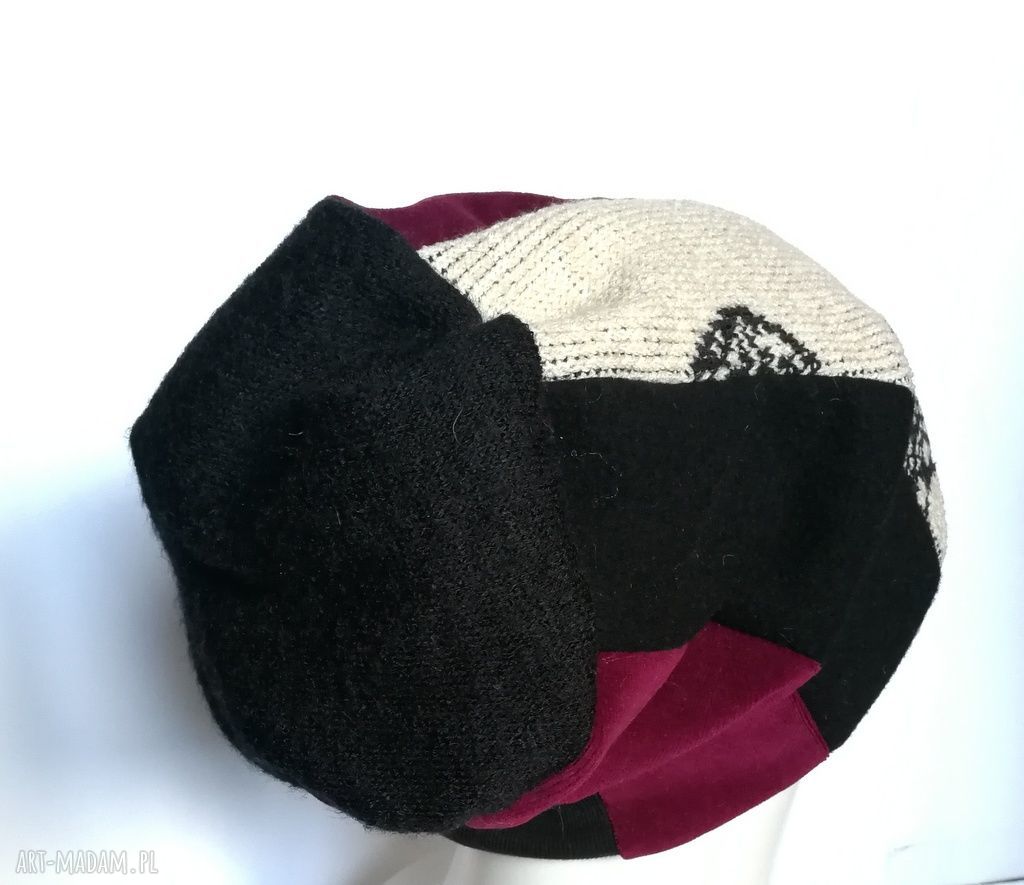 Czapka patchworkowa ciepła damska - etno boho (Ruda Klara)