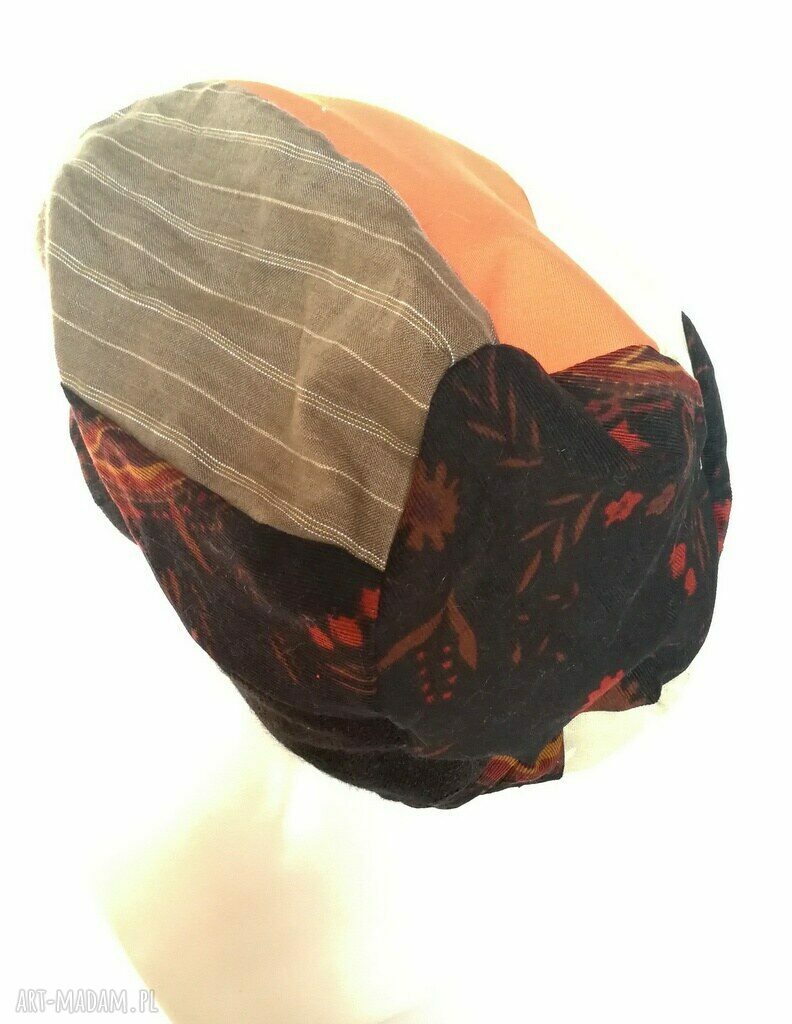 Czapka patchworkowa w stylu boho - kolorowa i handmade