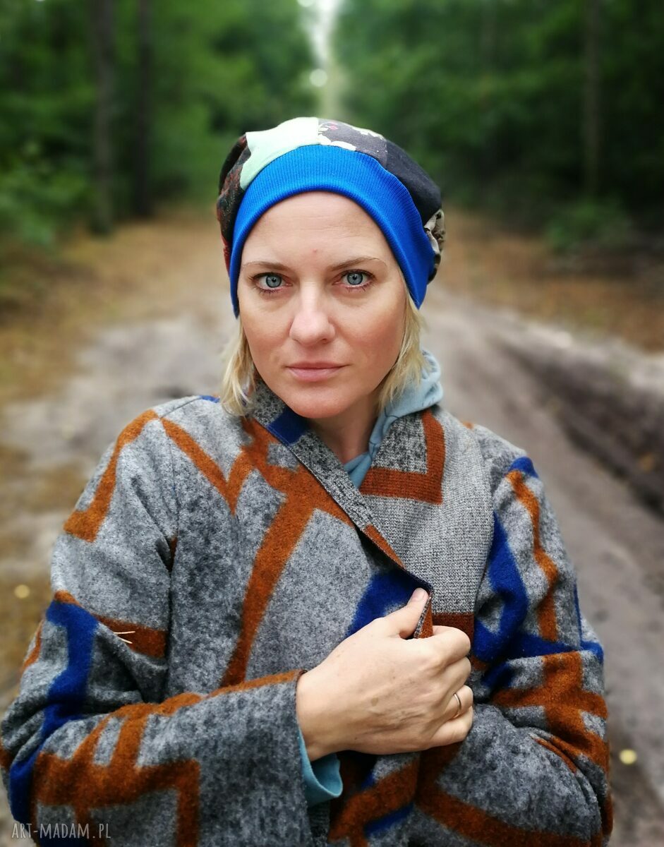 Czapka patchworkowa na podszewce Smerfetka - rozmiar 57-58 cm