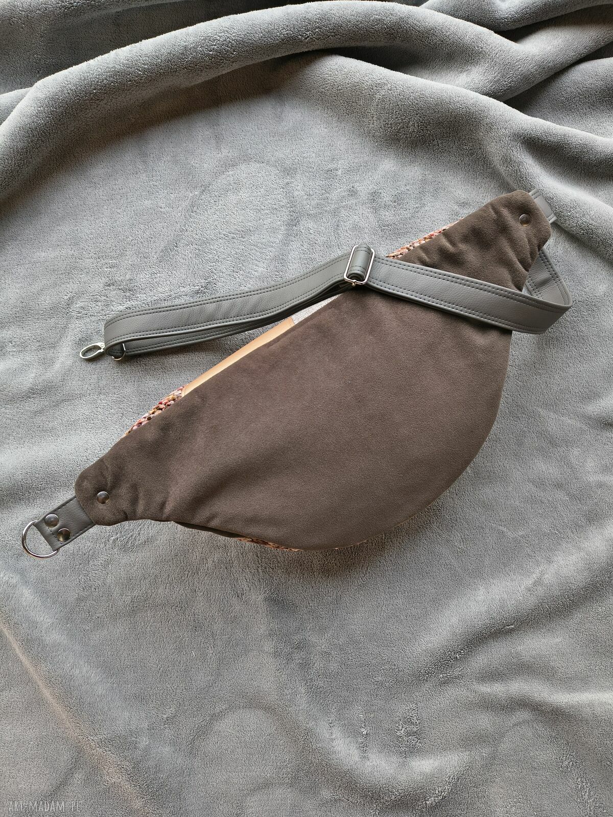 Patchworkowa damska nerka XXL z weluru - handmade