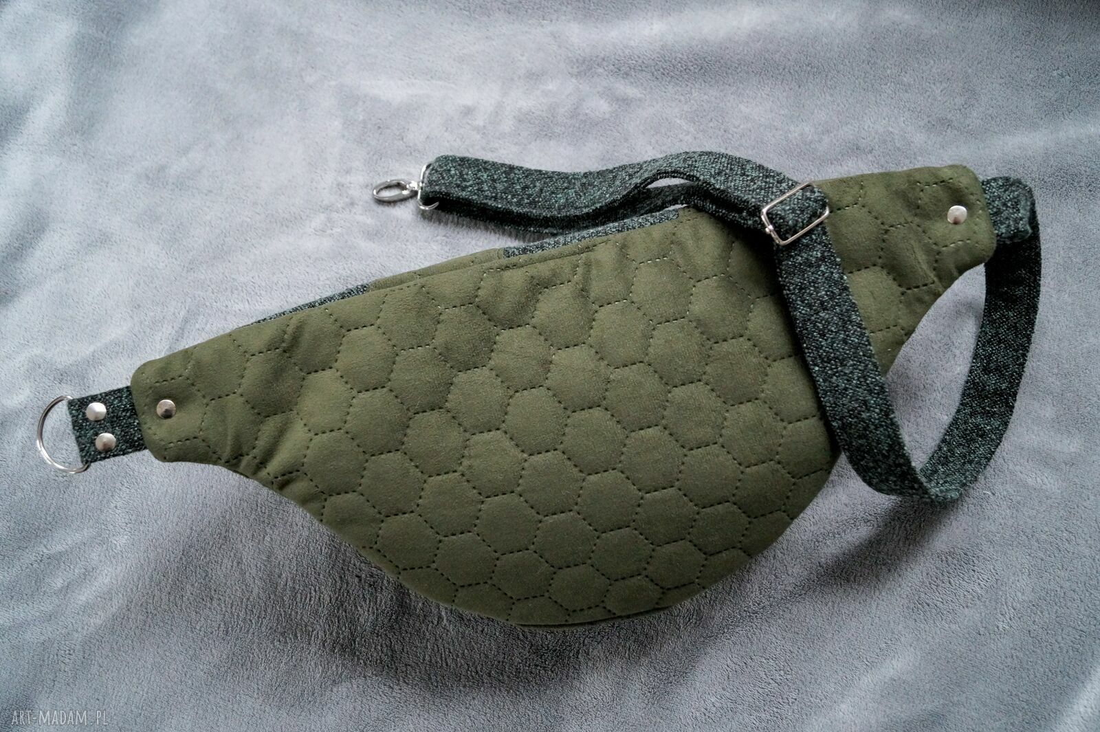 Patchworkowa nerka damska XXL z łączonych tkanin - mini plecak