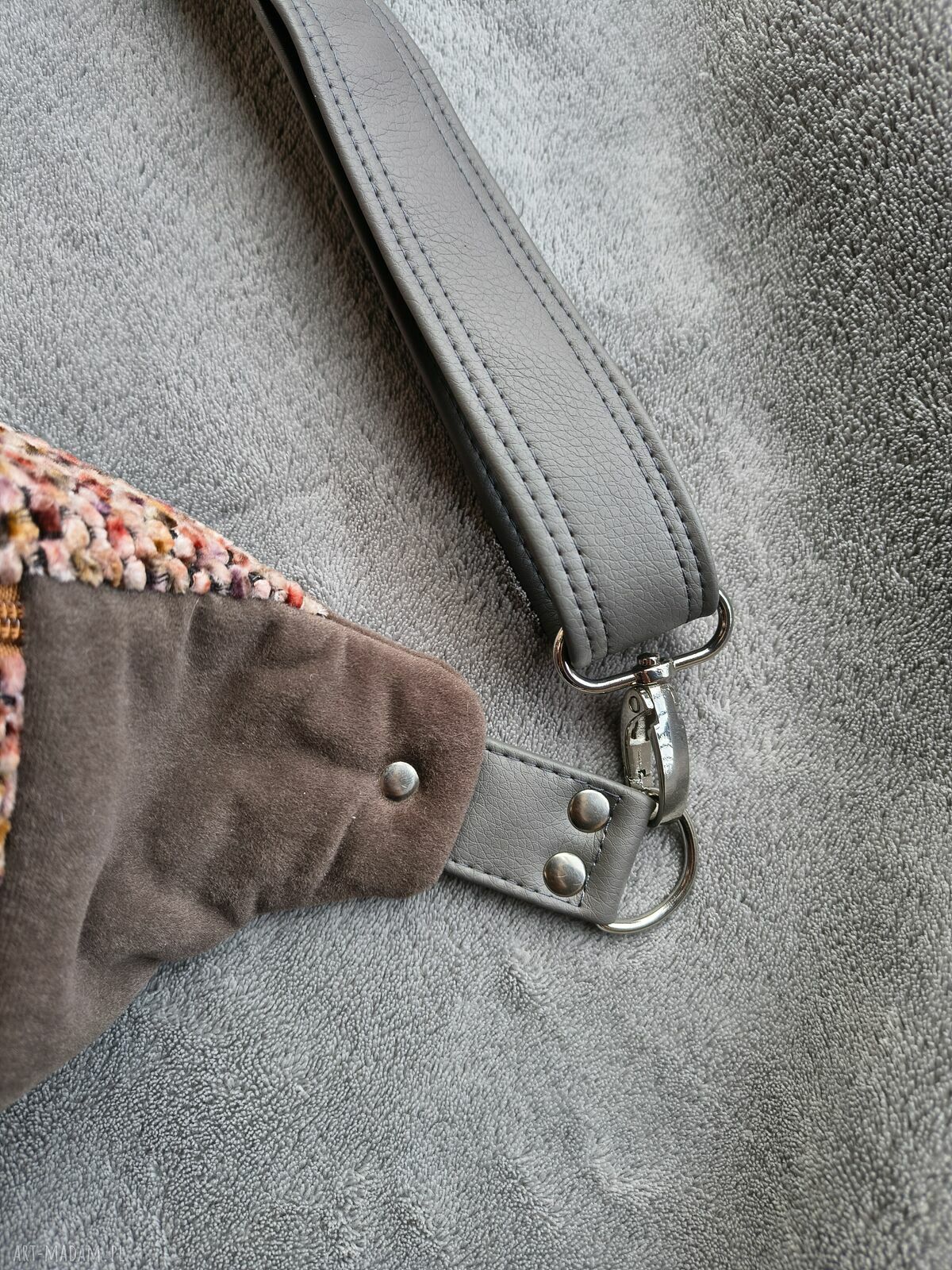 Patchworkowa damska nerka XXL z weluru - handmade