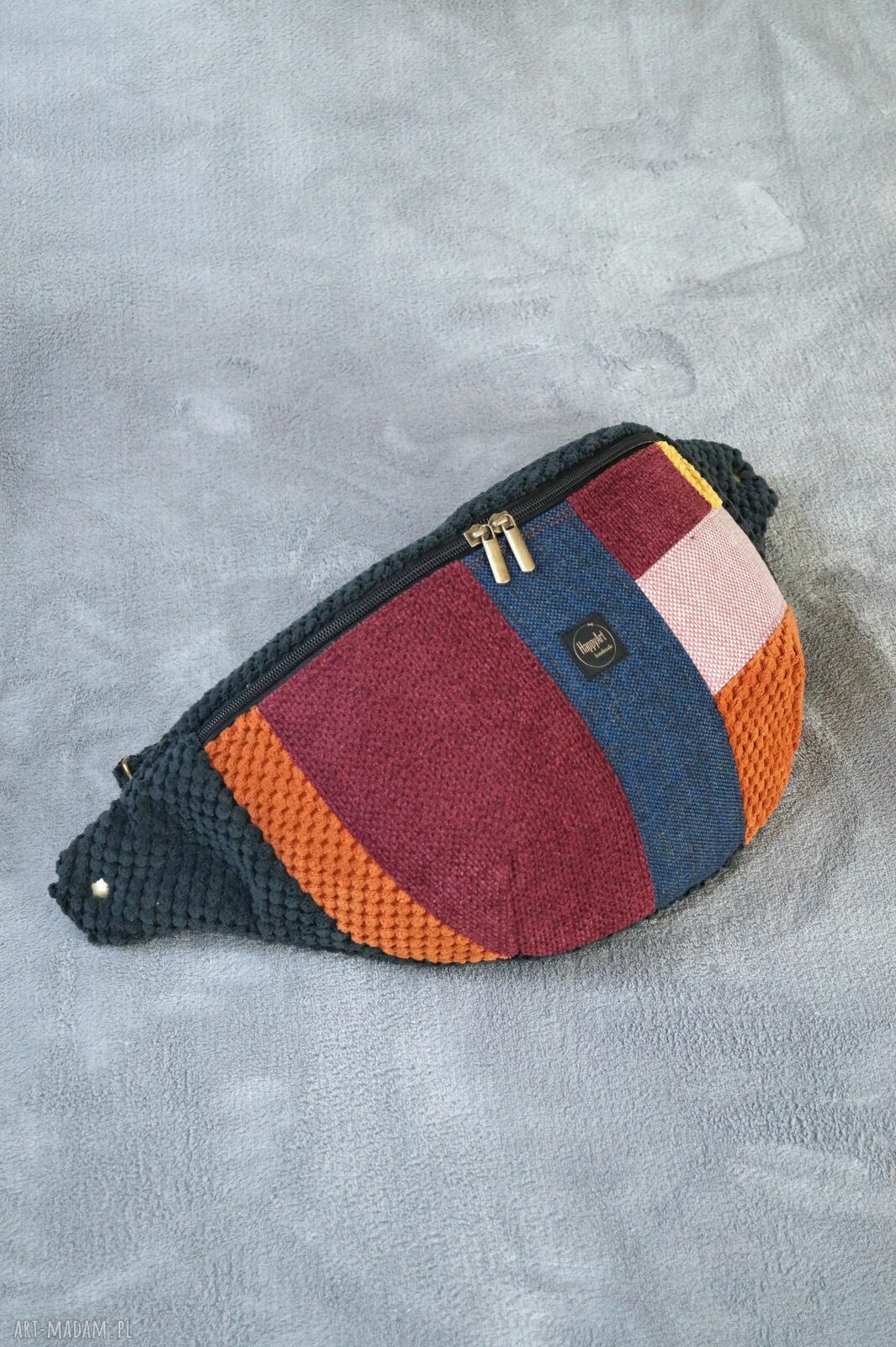 Patchworkowa kolorowa nerka XXL - nerkoplecak (mini plecak) na ukos