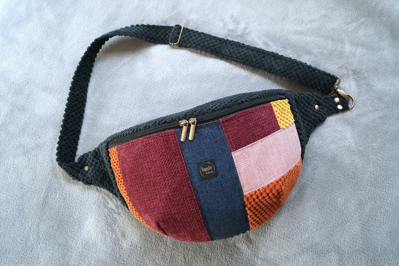 Patchworkowa kolorowa nerka XXL - nerkoplecak (mini plecak) na ukos