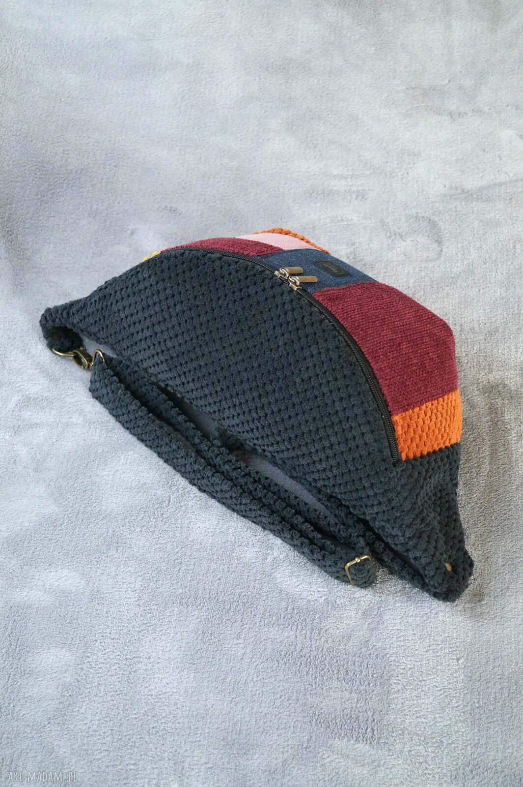 Patchworkowa kolorowa nerka XXL - nerkoplecak (mini plecak) na ukos