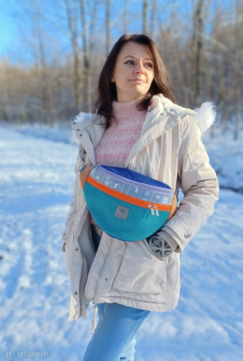 Patchworkowa nerka maxi Lappi - pojemna torebka na ramię handmade