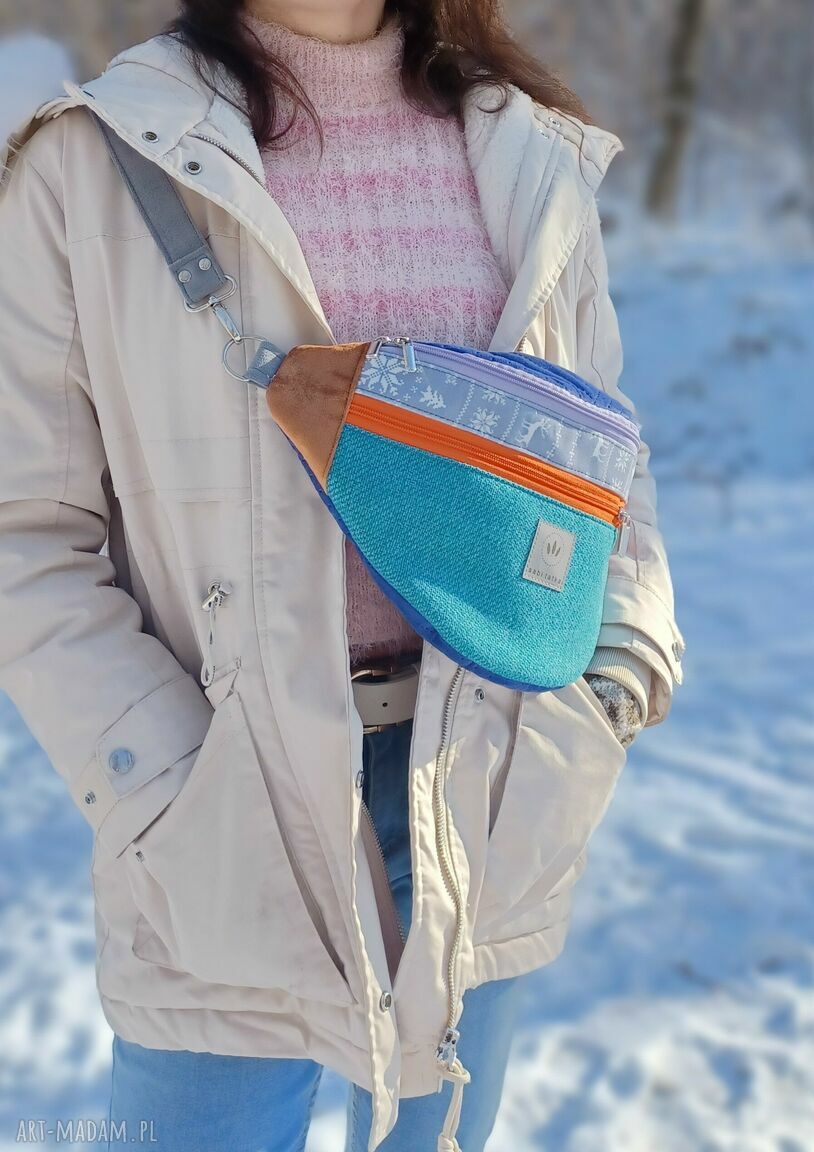Patchworkowa nerka maxi Lappi - pojemna torebka na ramię handmade