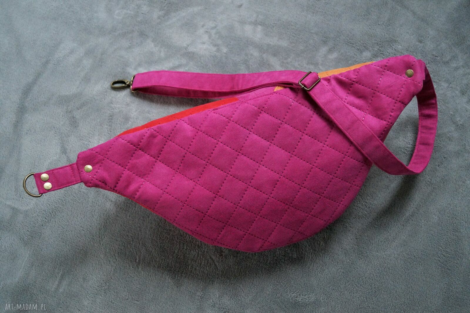 Patchworkowa trójkolorowa nerka XXL damska handmade