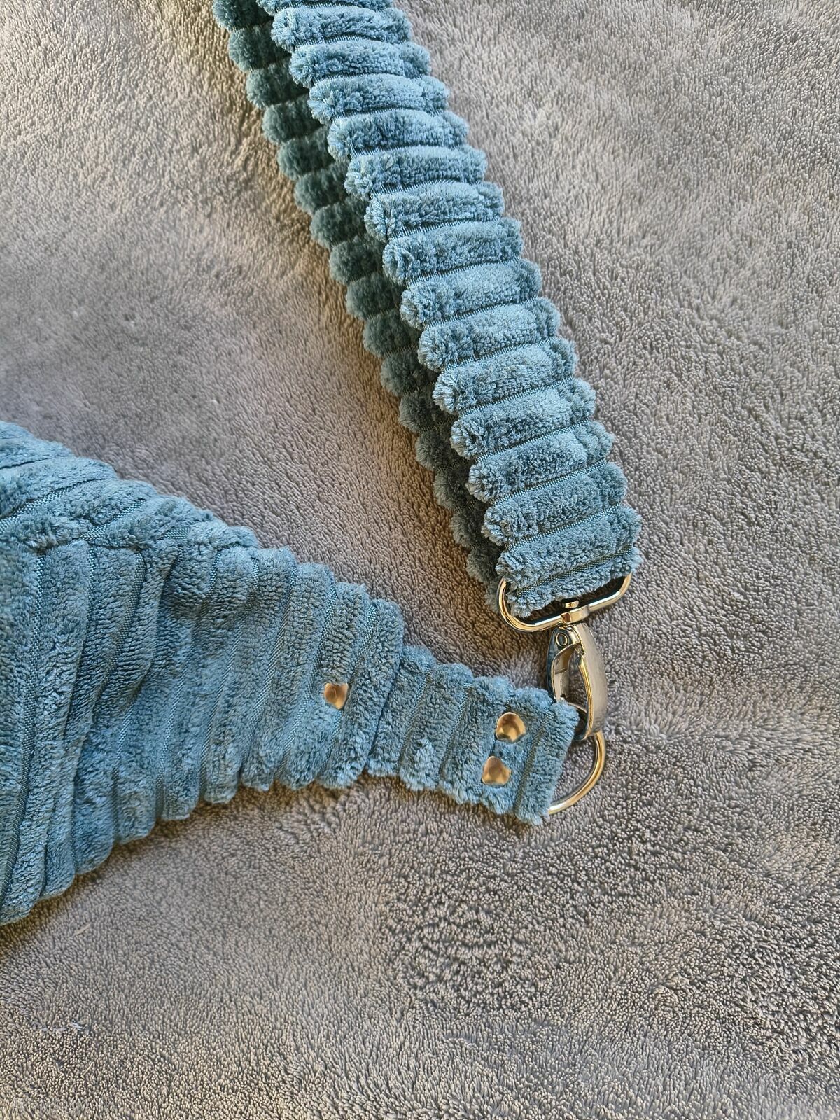Patchworkowa welurowa nerka XXL szaro-turkusowa - handmade