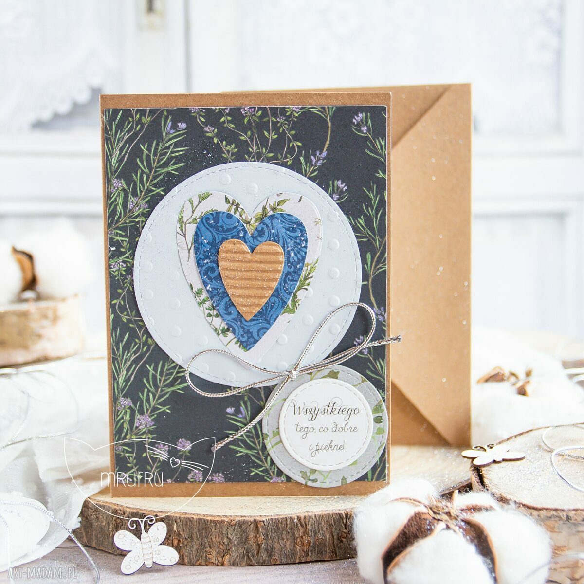 Patchworkowe serce kartka urodzinowa miłosna dla bliskiej osoby